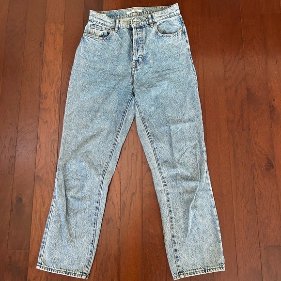 Pac Sun Woman's Blue Button Up Denim High Rise Jeans Straight Leg 26" X 25” - Picture 2 of 10